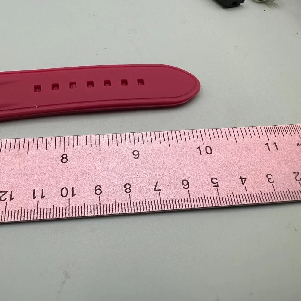 3/$30 Pink Watch Women Silicone Band Silver Tone Case White Dial Sporty
